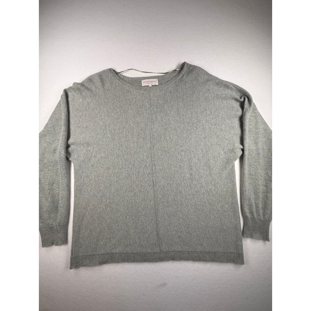 Bianco & Blu Women’s XL Heather Gray Wool Cashmere Silk Blend Sweater Italy